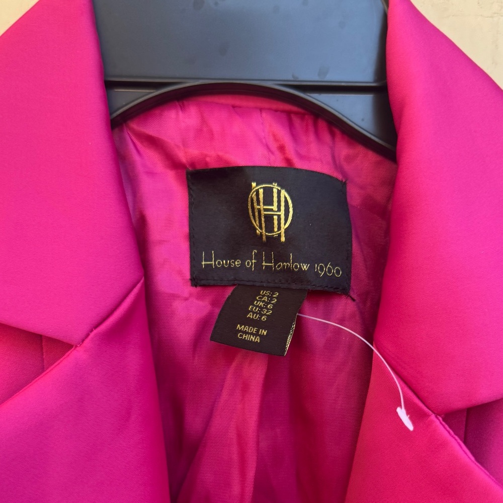 House of Harlow 1960 Pink Satin Cropped Blazer, Size 2 - Picture 3 of 8